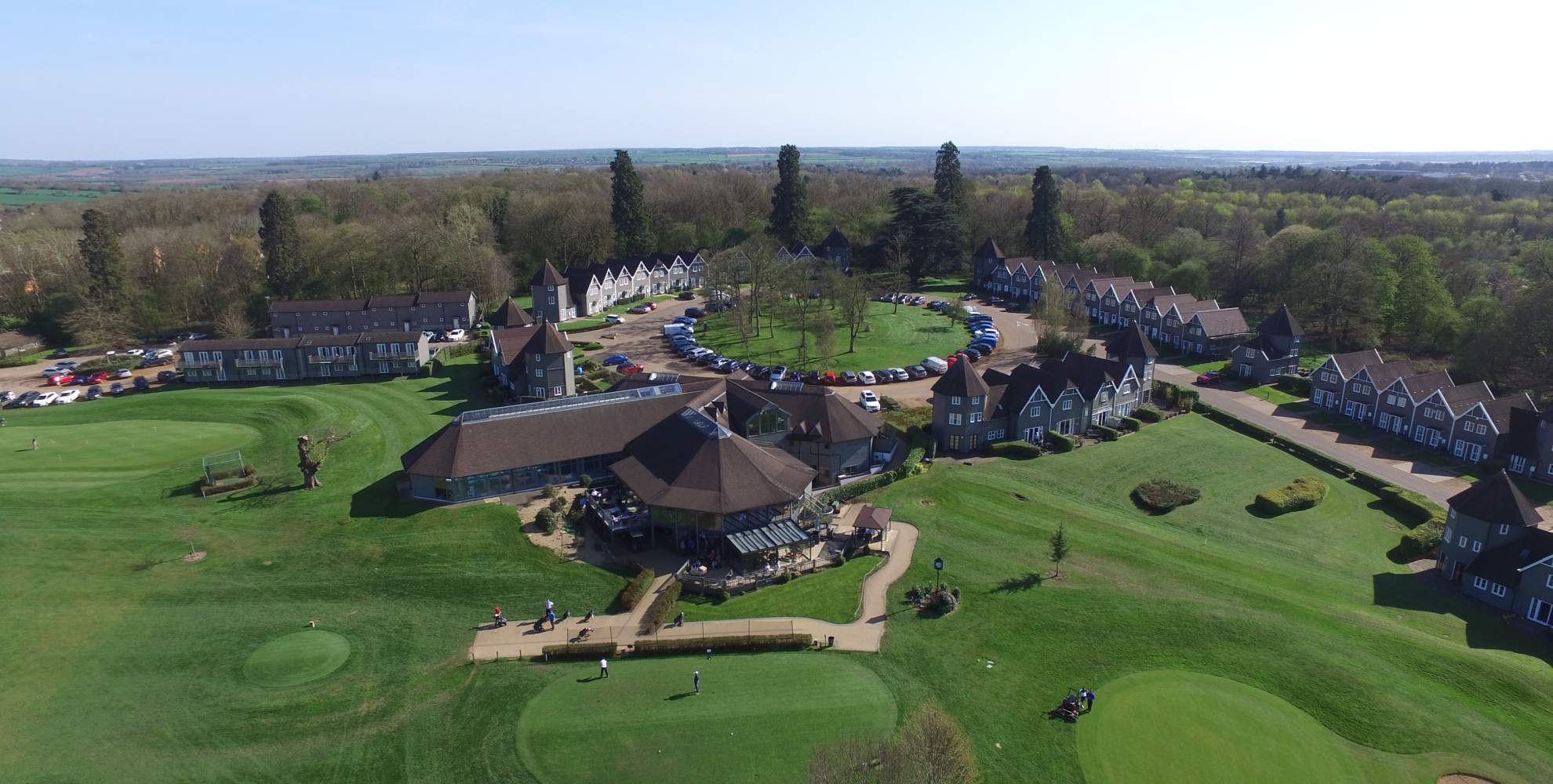 An aerial view of Overstone Park Resort, Northampton