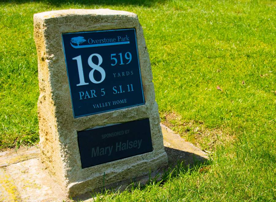 A picture of hole 18 at Overstone Park Resort's golf course