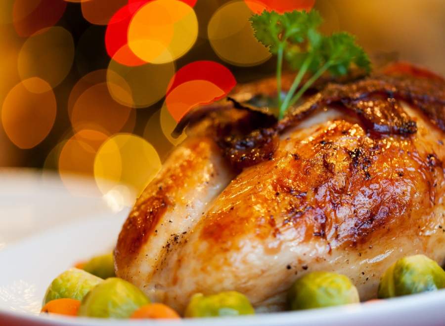 An image of chicken being served fro Christmas dinner